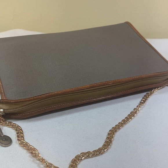 Dior Clutch Gray Coated Canvas, Brown Leather with COA - Picture 9 of 15